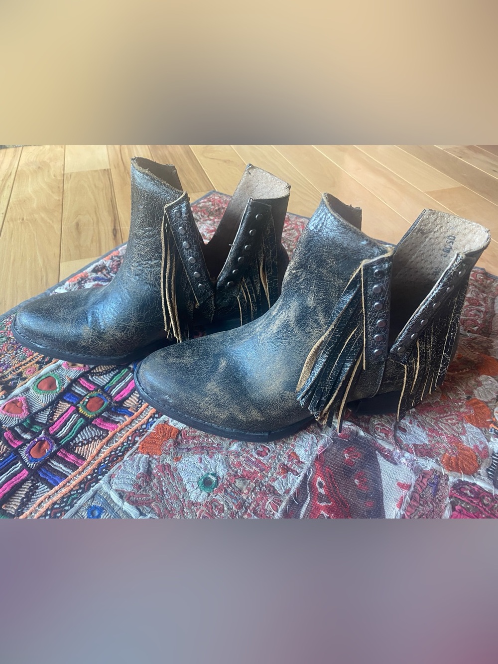 NEW Cowhide Circle G Corral Fringed Bootie made in Mexico